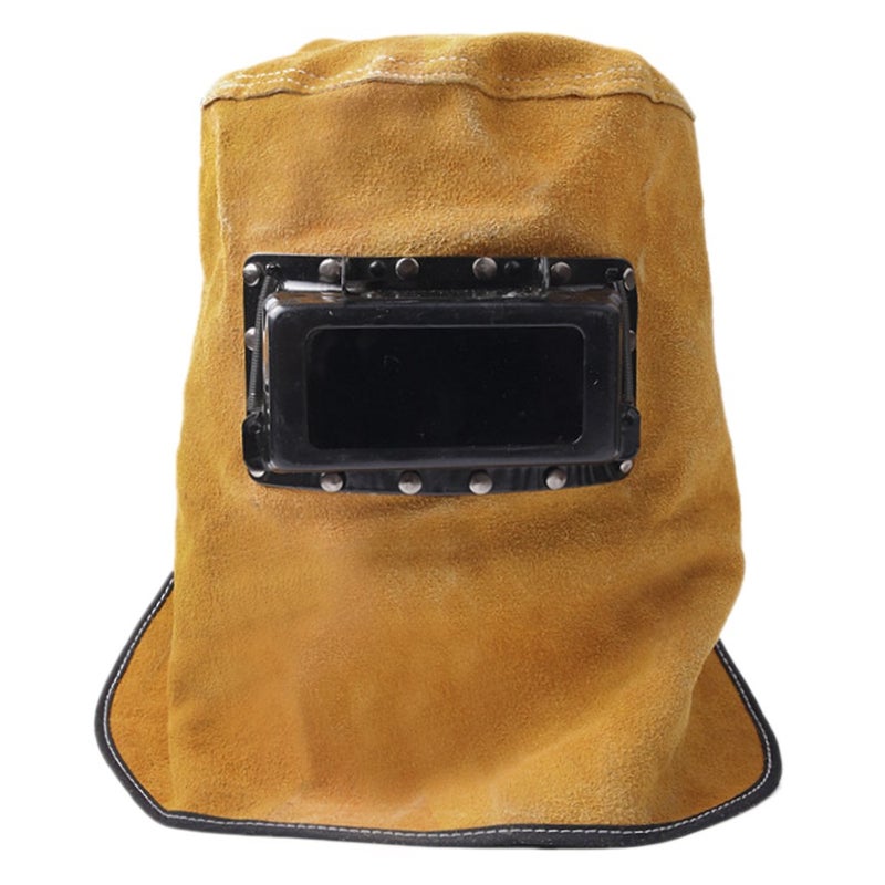 Holiberty Comfortable Leather Welding Helmet, Welder Grinding Protective Gear Work Cap Hat Welding Flame Heat Resistant Anti-dust Head Face Neck Shield Safety Hood Helmet - Image 1